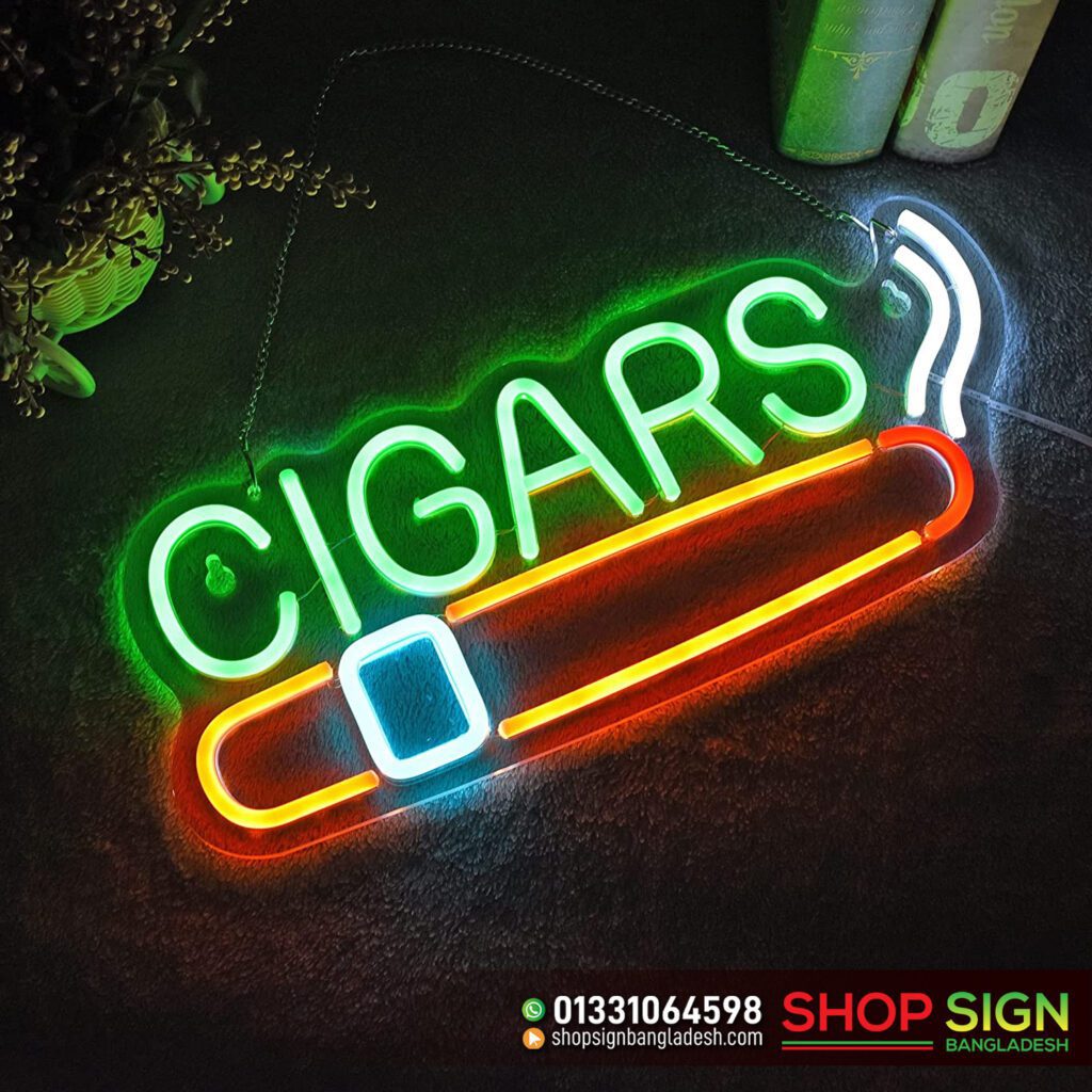 GIGARS SHOP NEON SIGNBOARD MAKING SERVICE BD, Outdoor bar neon letter sign bd