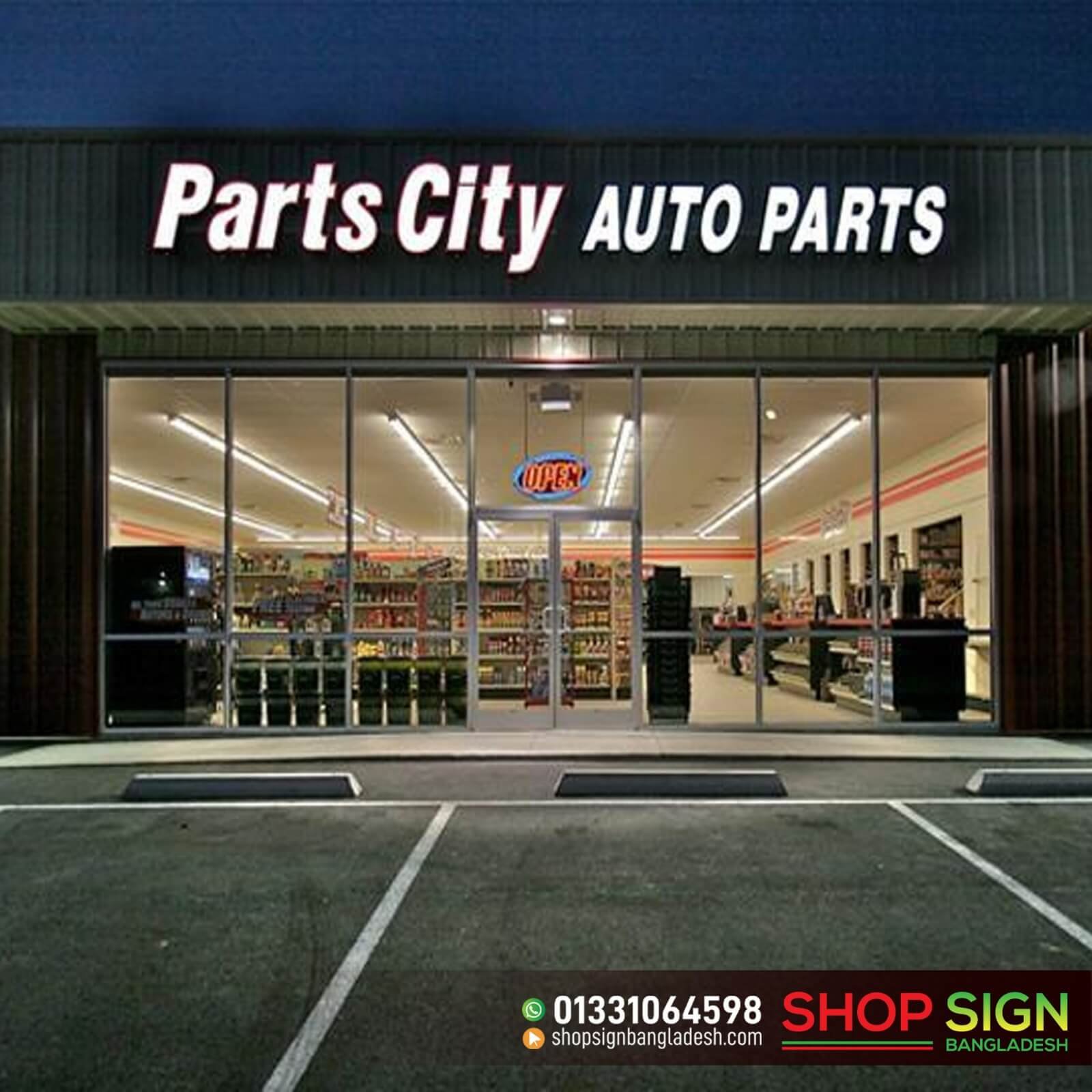 Auto Parts Shop Lighting Sign Boards